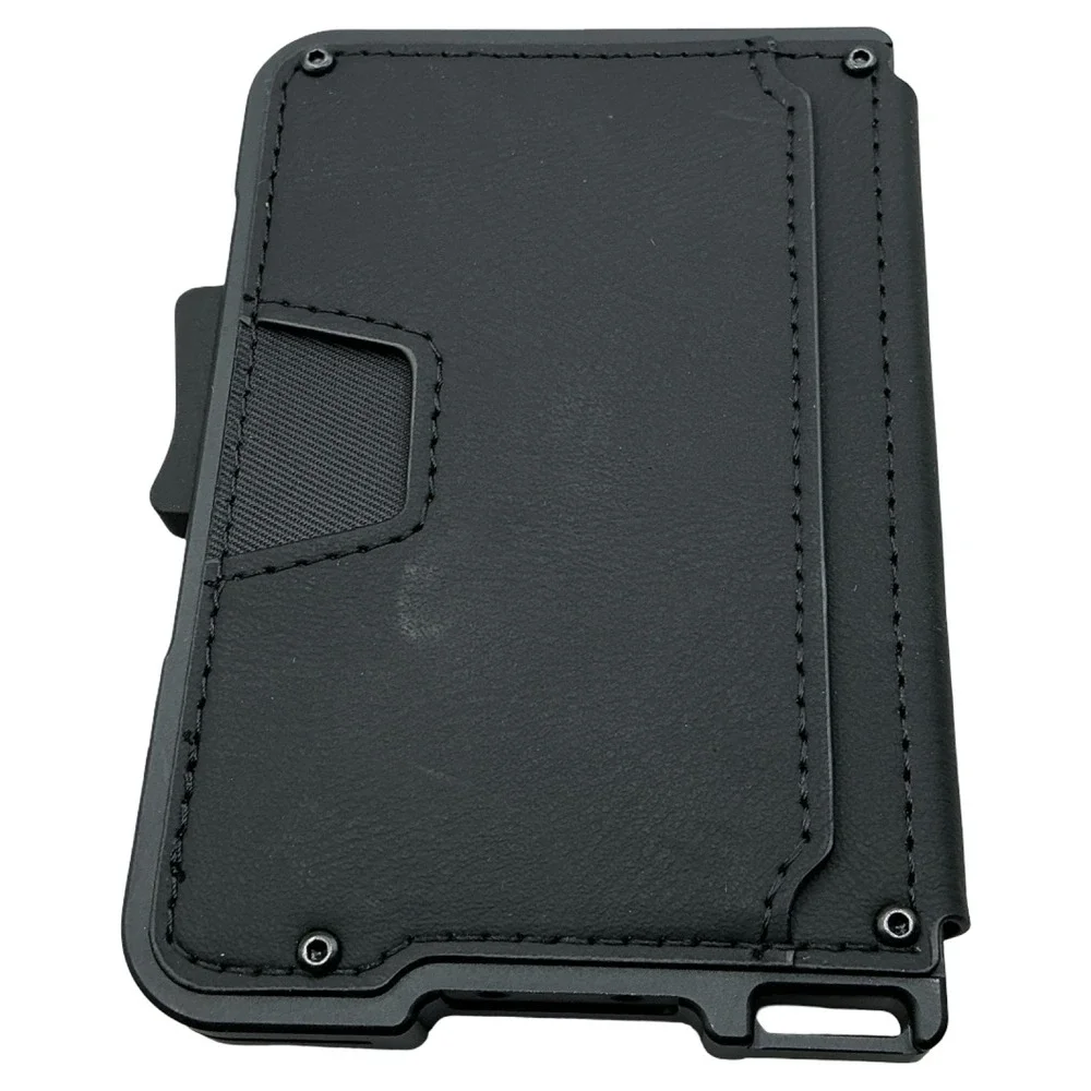 Tizmuo Minimalist RFID Blocking Pop Up Card Holder Wallet Black Leather Slim